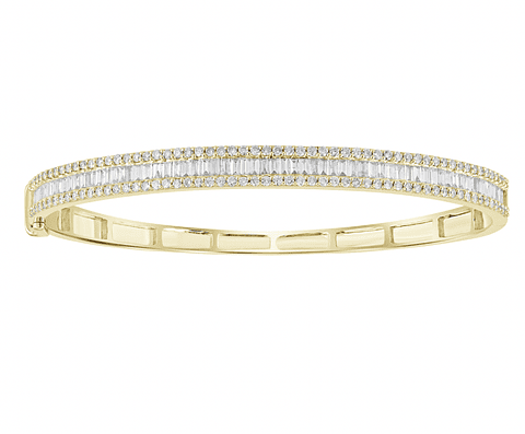 Preciosa Esclava Triple Diamantes en Oro Amarillo 18K