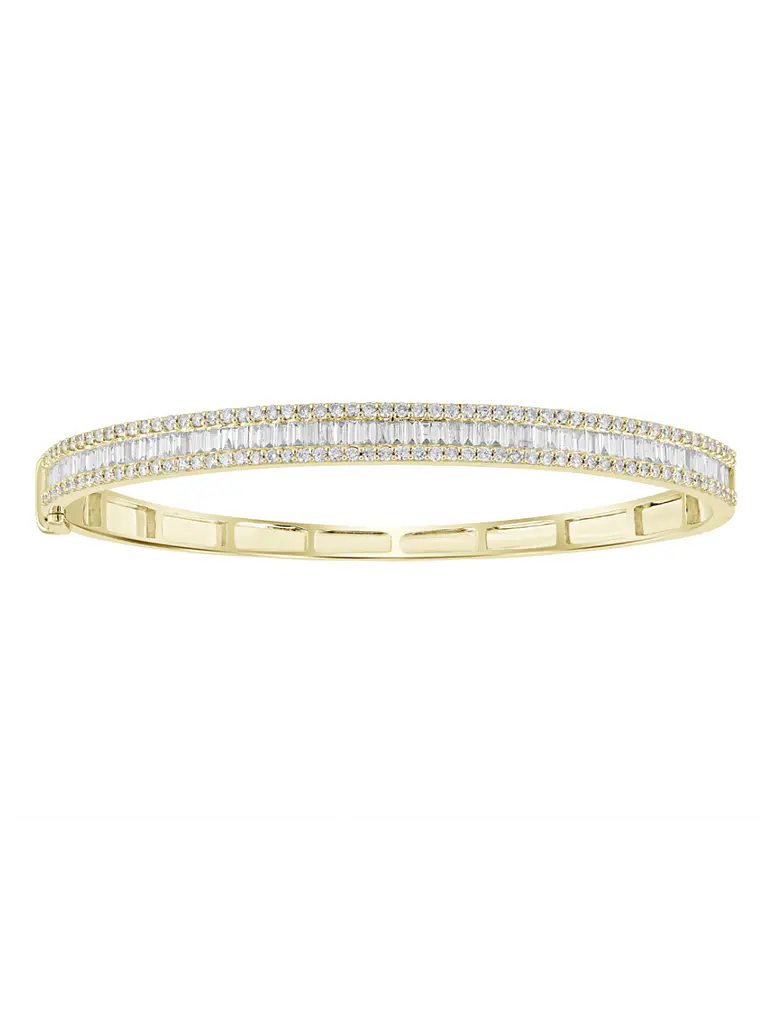 Preciosa Esclava Triple Diamantes en Oro Amarillo 18K 1