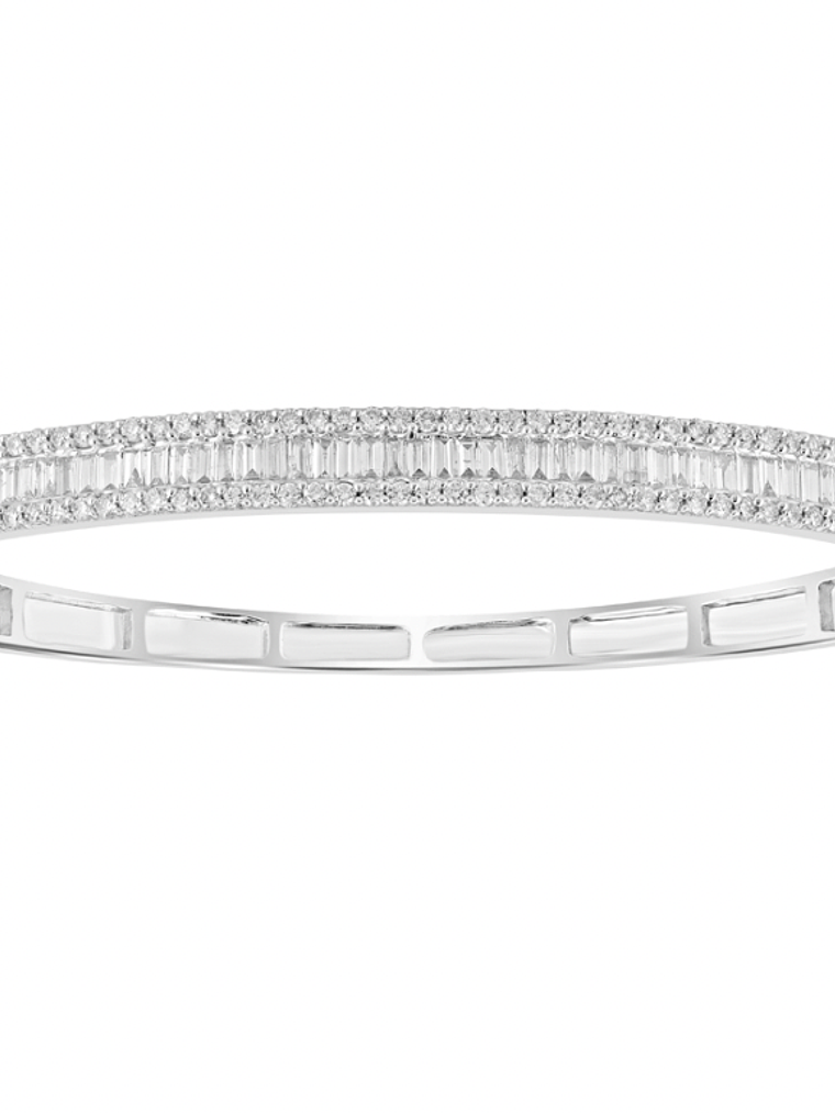 Preciosa Esclava Triple Diamantes en Oro Blanco 18K 4