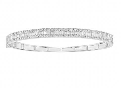 Preciosa Esclava Triple Diamantes en Oro Blanco 18K