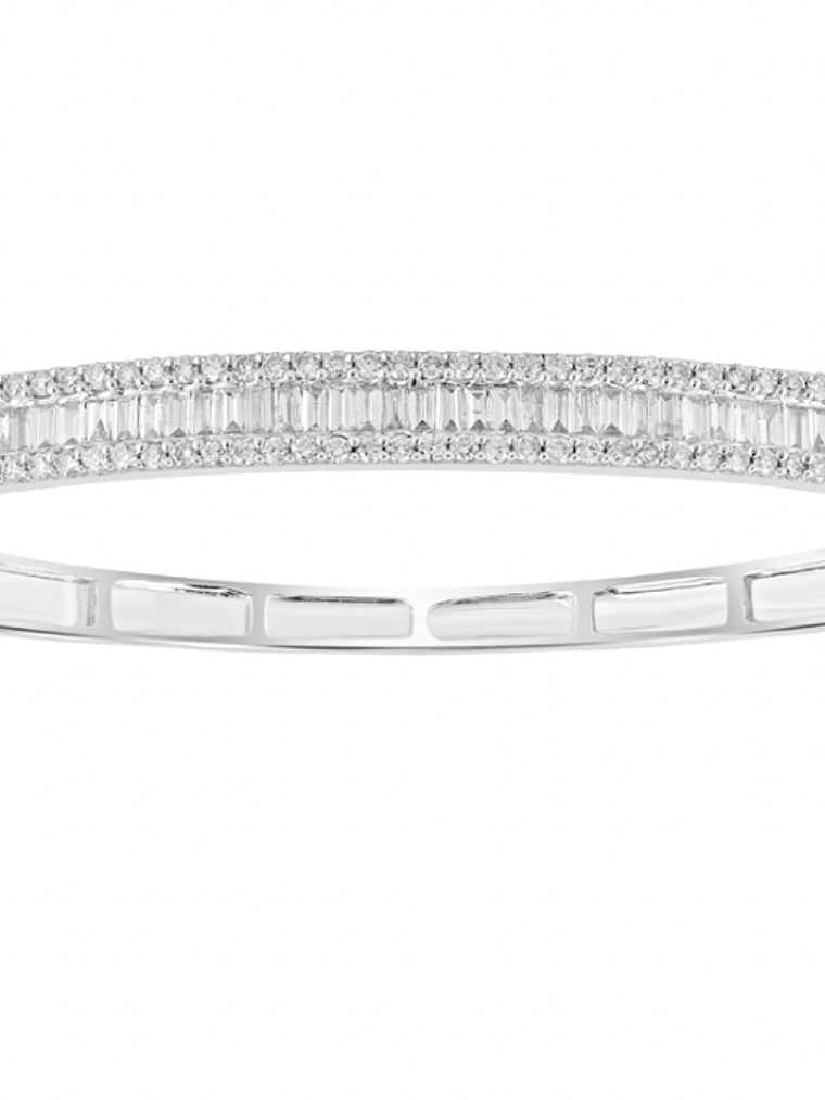 Preciosa Esclava Triple Diamantes en Oro Blanco 18K 1