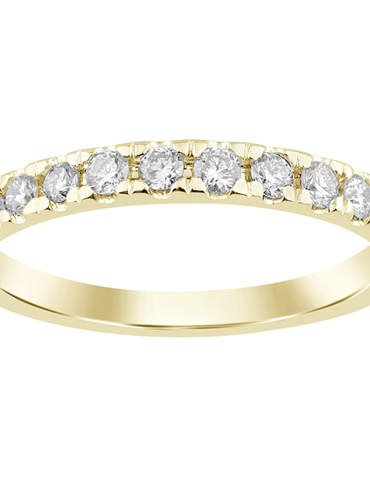 Anillo Medio Cintillo 15 Diamantes en Oro Amarillo 18K 1