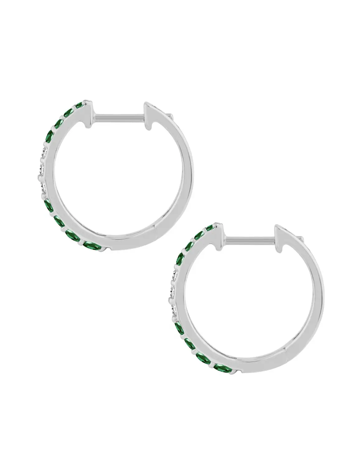 Aros Argollas Esmeraldas y Diamantes Oro Blanco 18K 3