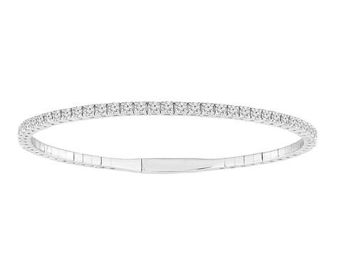 Maravillosa Esclava Flexible Irrompible Diamantes en Oro Blanco 18K