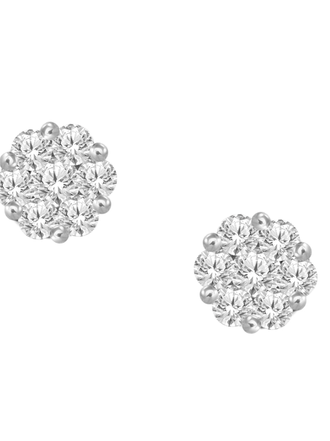 Aros Rosetas Diamantes en Oro Blanco 18K 3