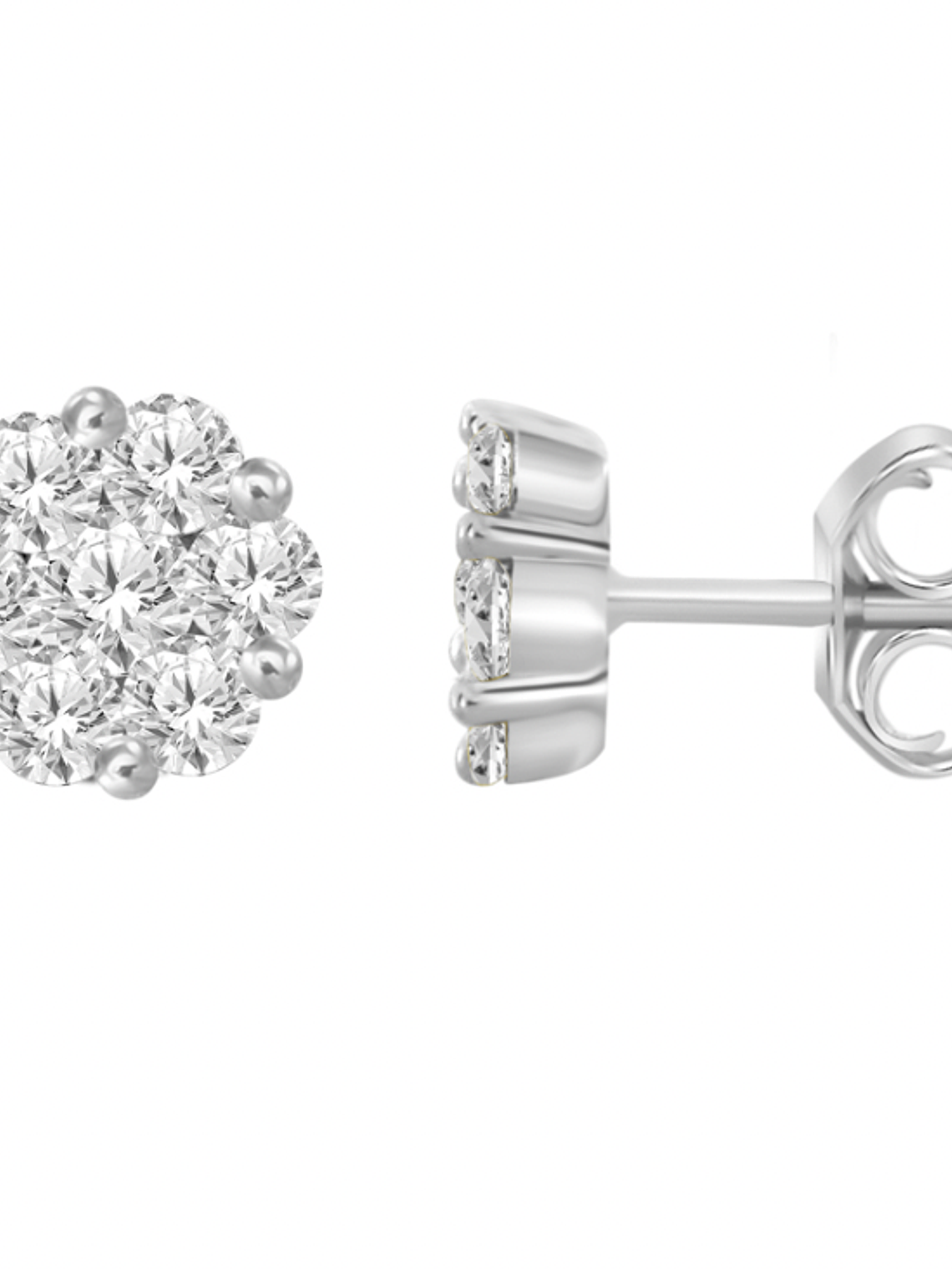 Aros Rosetas Diamantes en Oro Blanco 18K 4