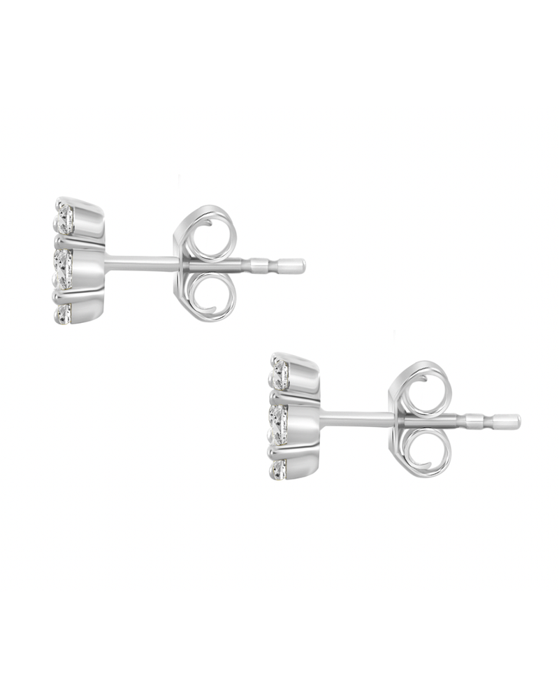 Aros Rosetas Diamantes en Oro Blanco 18K