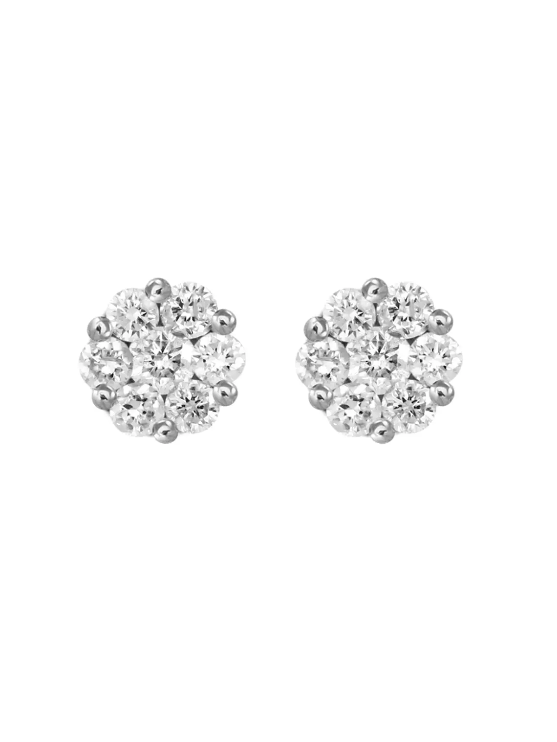 Aros Rosetas Diamantes en Oro Blanco 18K 2