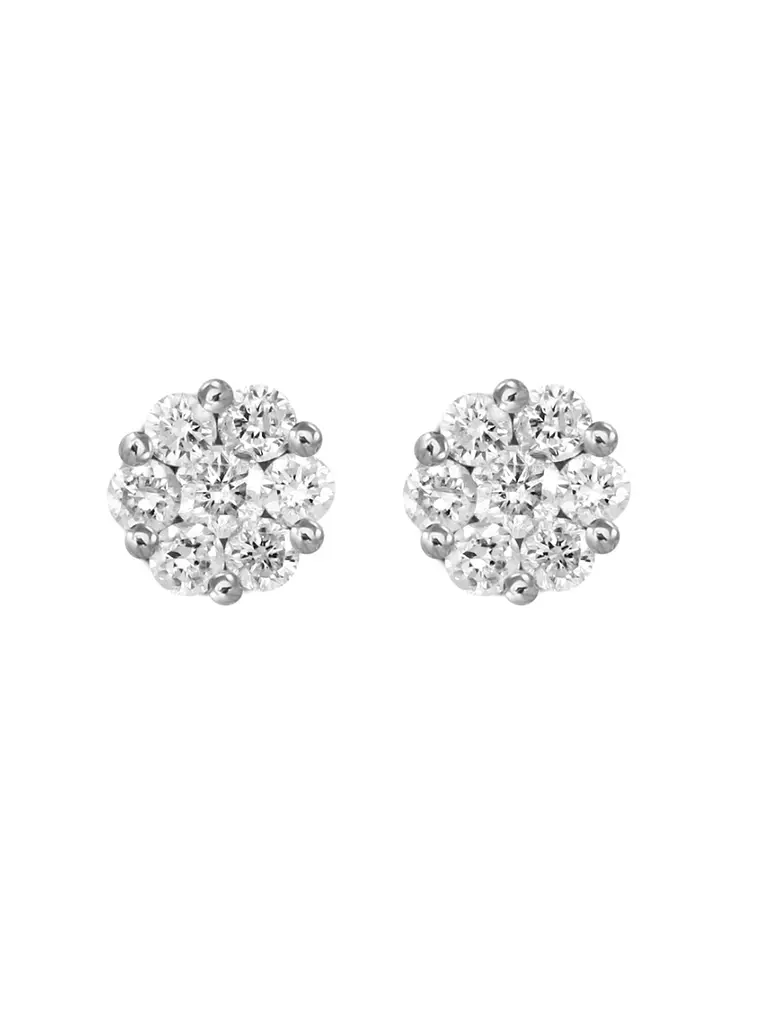 Aros Rosetas Diamantes en Oro Blanco 18K 2