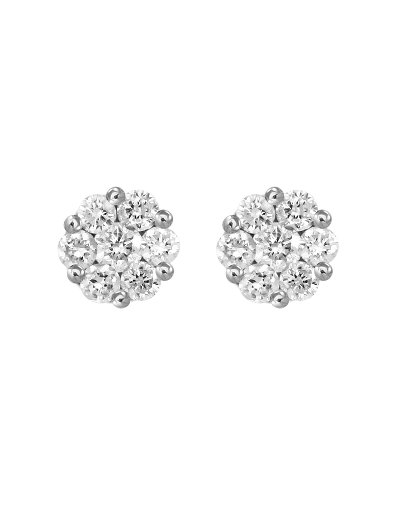 Aros Rosetas Diamantes en Oro Blanco 18K