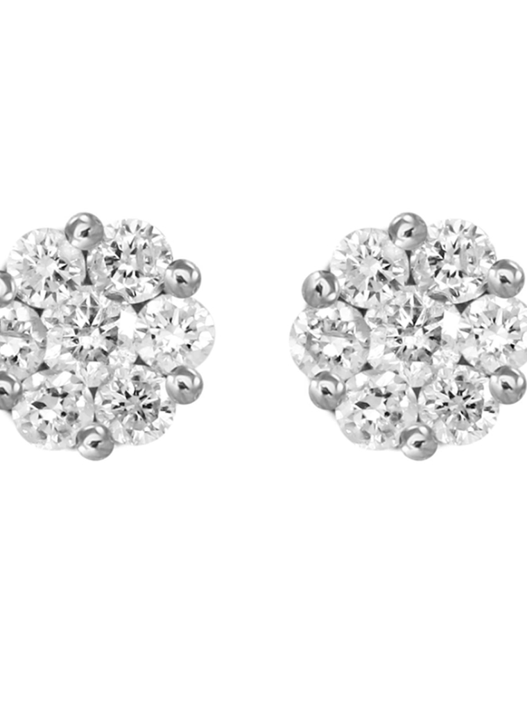 Aros Rosetas Diamantes en Oro Blanco 18K 2