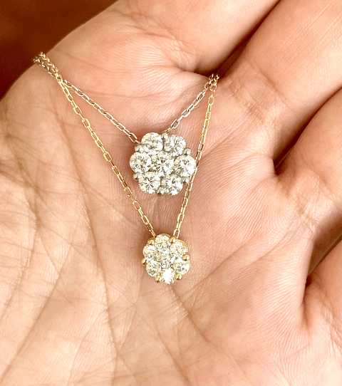 Collar Maxi Roseta Diamantes Oro Blanco 18K