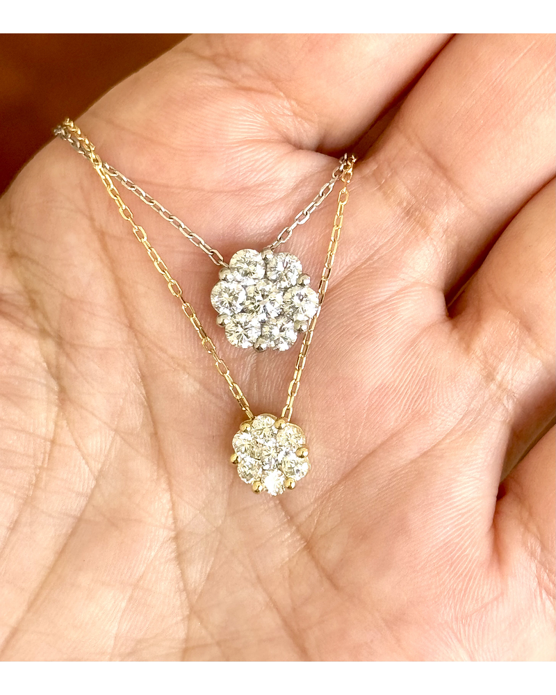 Collar Maxi Roseta Diamantes Oro Blanco 18K