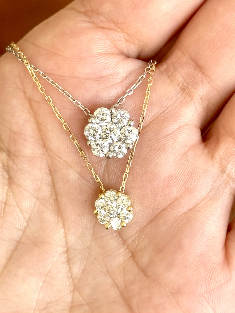 Collar Maxi Roseta Diamantes Oro Blanco 18K 2