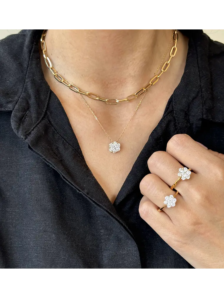 Collar Maxi Roseta Diamantes Oro Blanco 18K 3