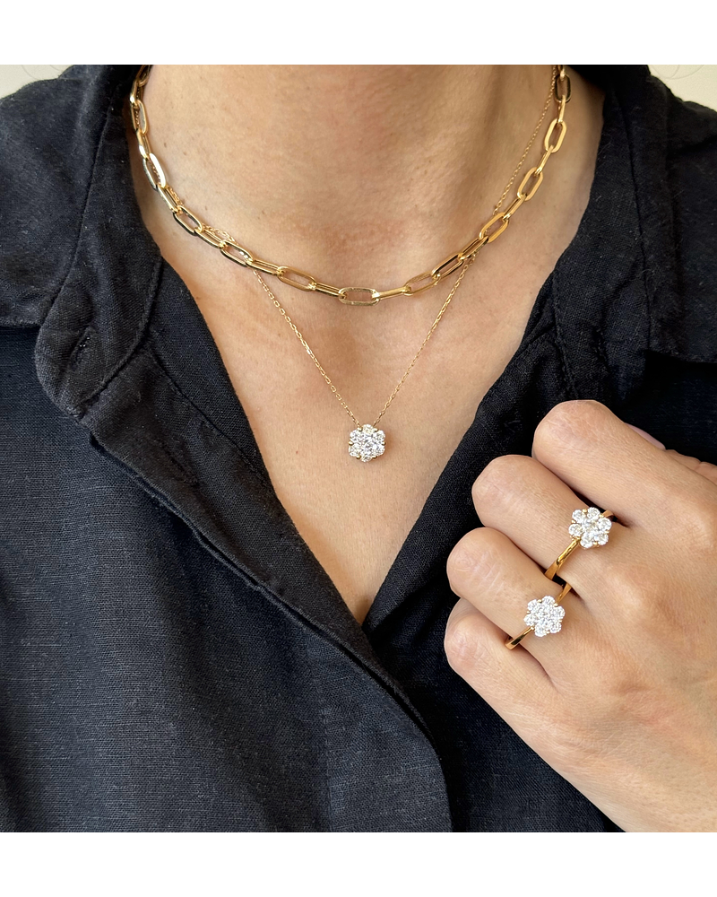 Collar Maxi Roseta Diamantes Oro Blanco 18K