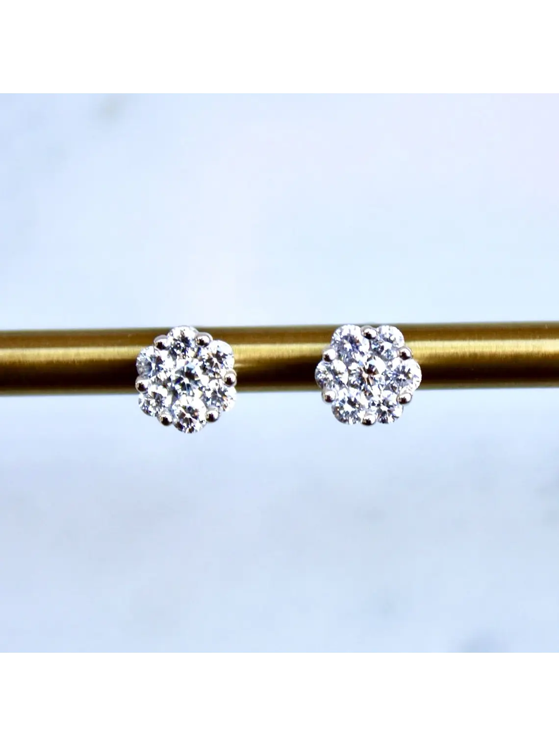 Aros Rosetas Diamantes en Oro Blanco 18K 6