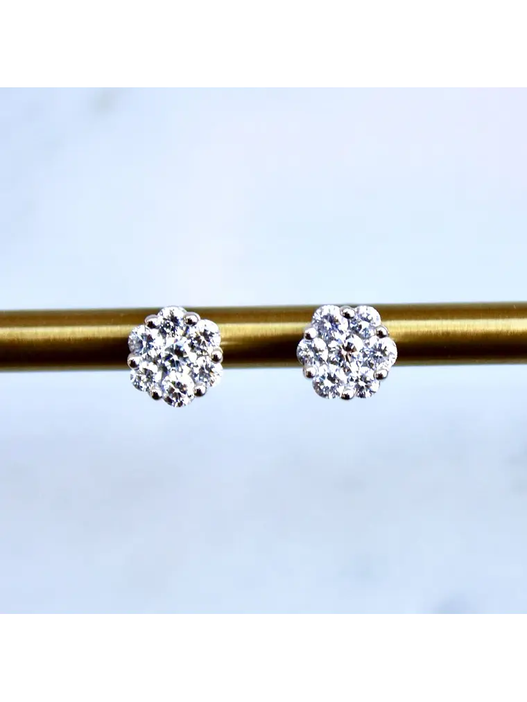 Aros Rosetas Diamantes en Oro Blanco 18K 6