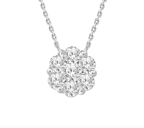 Collar Maxi Roseta Diamantes Oro Blanco 18K