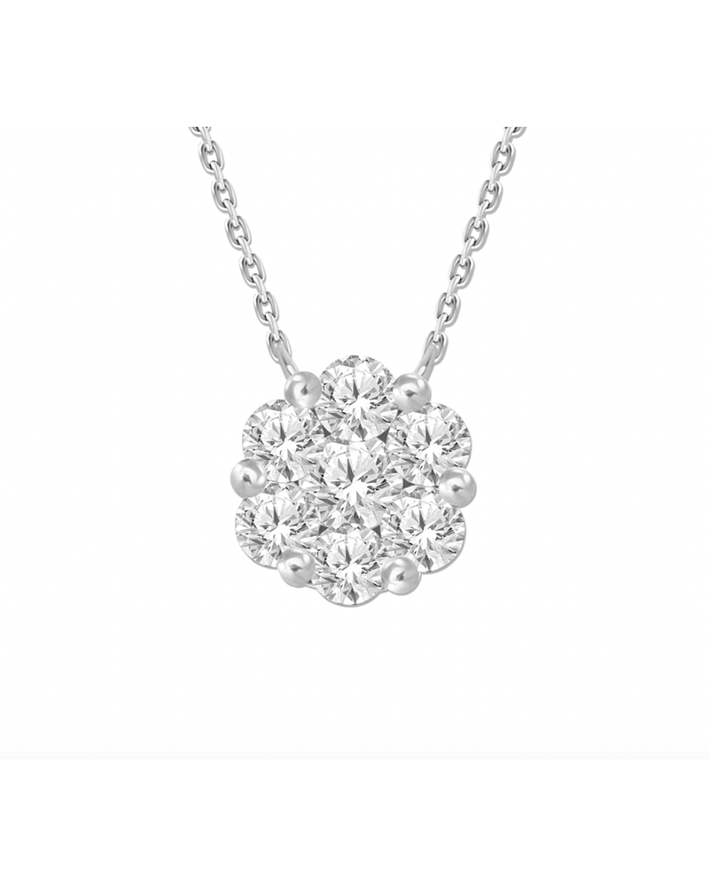 Collar Maxi Roseta Diamantes Oro Blanco 18K