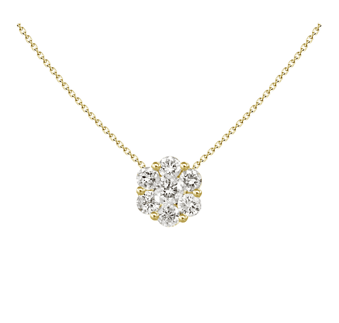 Collar Roseta Diamantes Oro Amarillo 18K