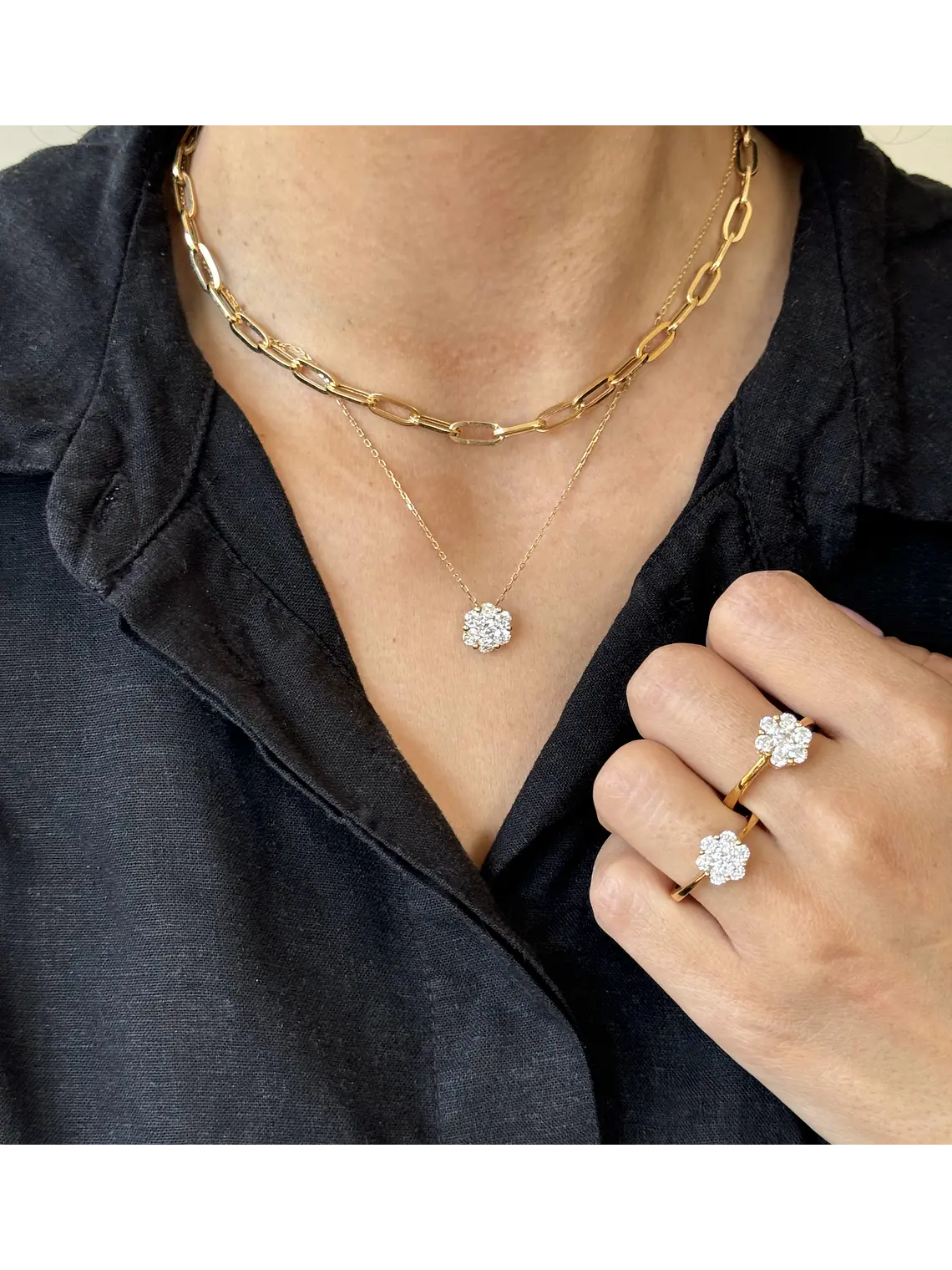 Collar Maxi Roseta Diamantes Oro Amarillo 18K 3