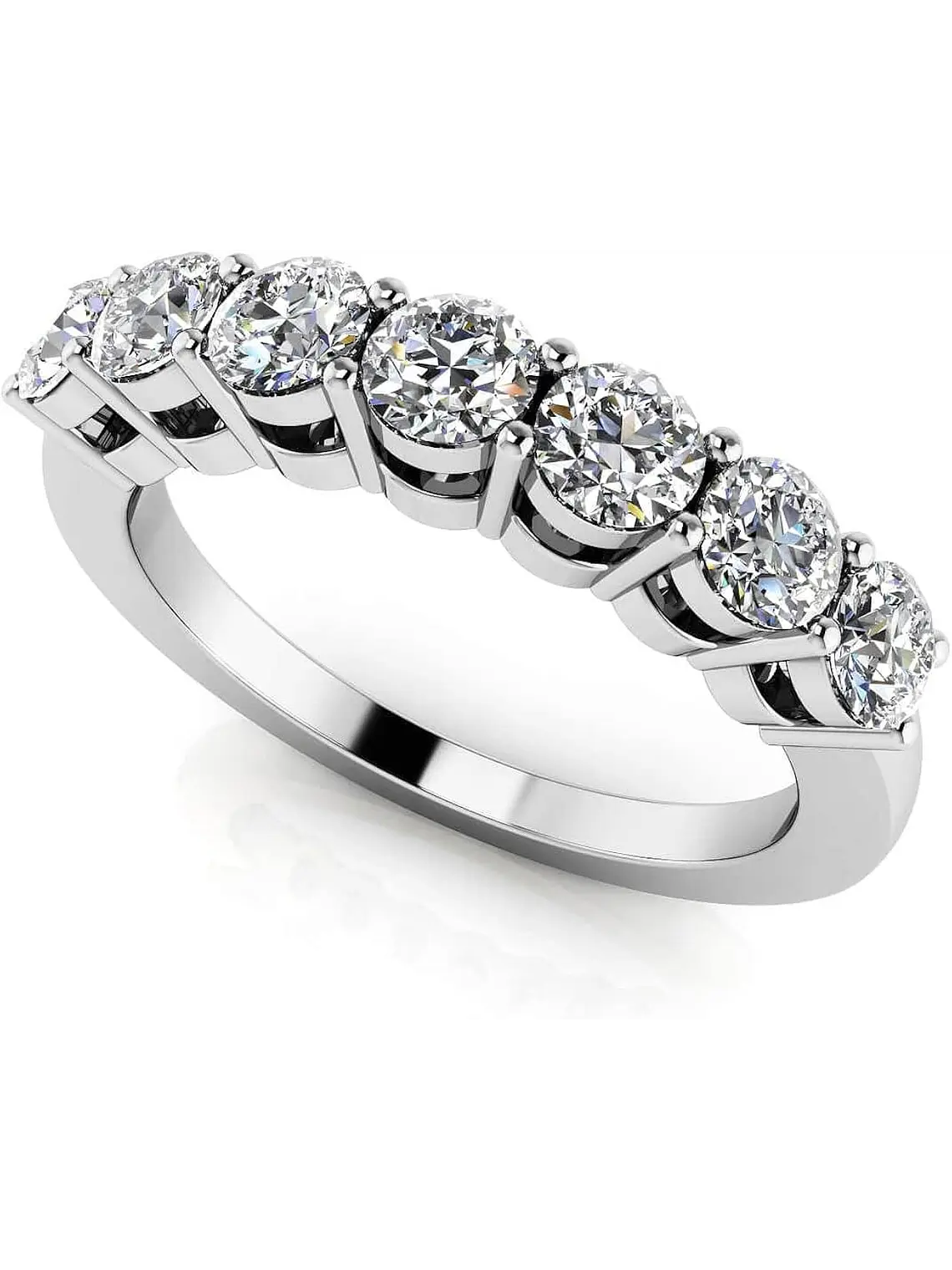 Gran Anillo Cintillo 7 Diamantes en Oro Blanco 18K 1