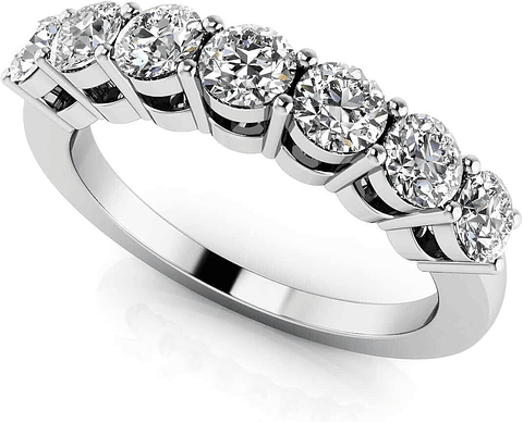 Gran Anillo Cintillo 7 Diamantes en Oro Blanco 18K