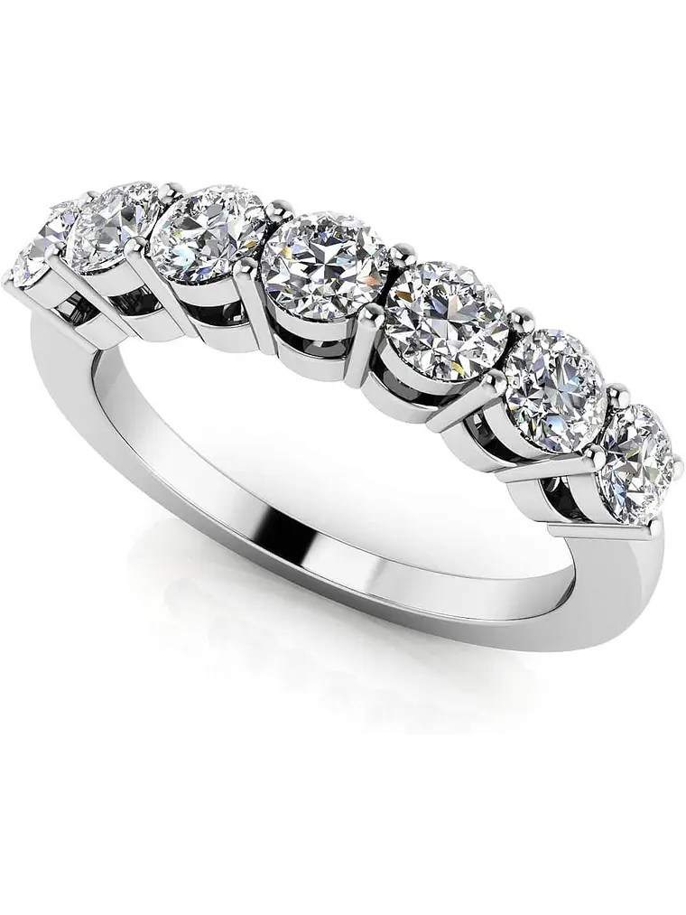 Gran Anillo Cintillo 7 Diamantes en Oro Blanco 18K 1