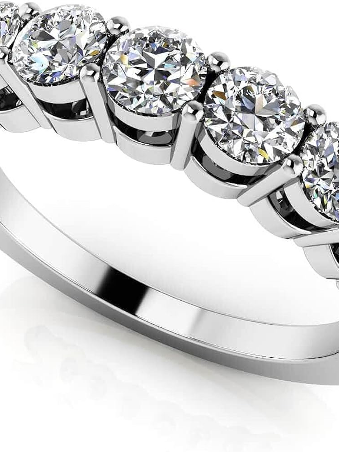 Gran Anillo Cintillo 7 Diamantes en Oro Blanco 18K 1