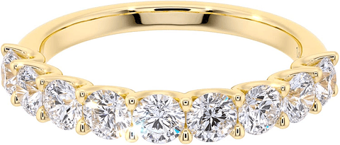 Anillo Medio Cintillo 11 Diamantes en Oro Amarillo 18K