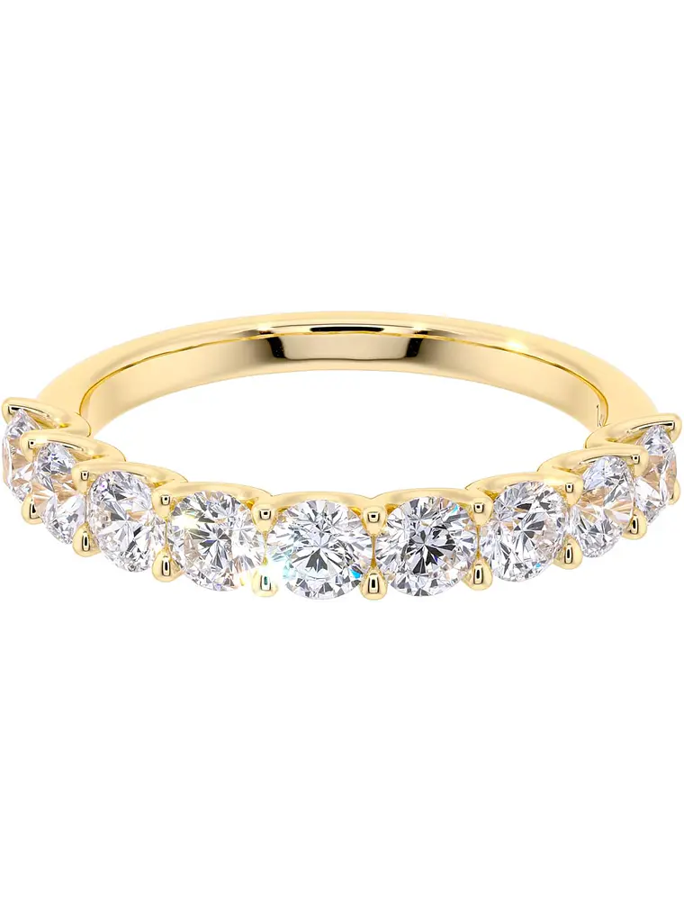 Anillo Medio Cintillo 11 Diamantes en Oro Amarillo 18K 2