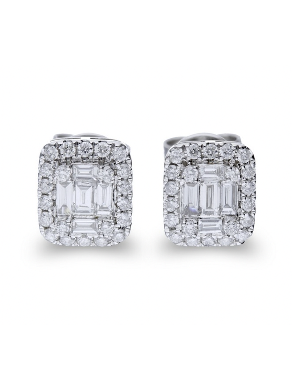 Aros Diamantes Baguette Oro Blanco 18K 1