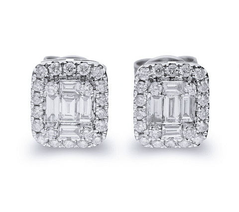 Aros Diamantes Baguette Oro Blanco 18K