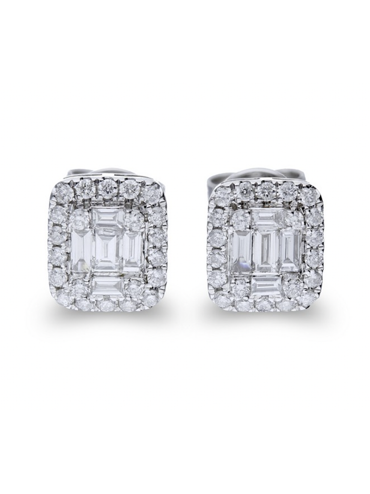 Aros Diamantes Baguette Oro Blanco 18K 1