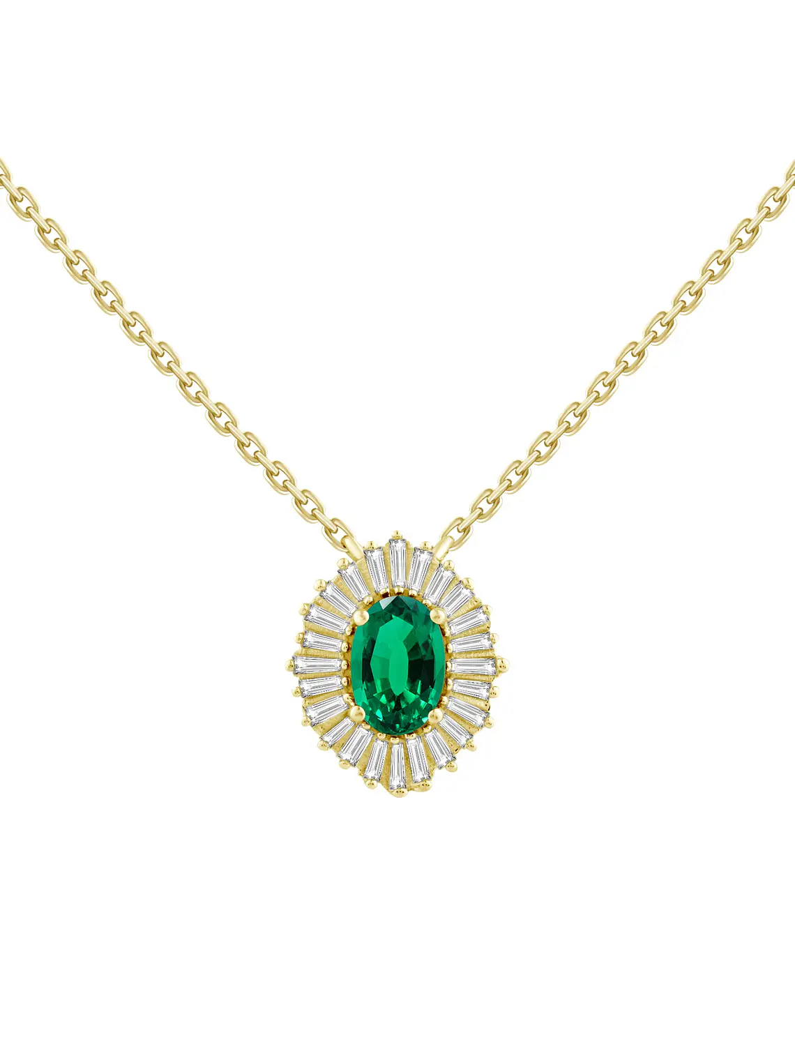 Collar Esmeralda y Brillantes en Oro Amarillo 18K 1