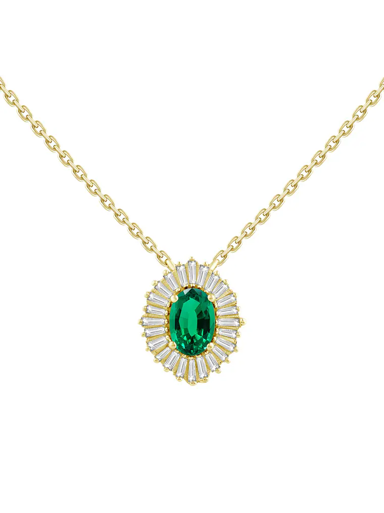 Collar Esmeralda y Brillantes en Oro Amarillo 18K 1