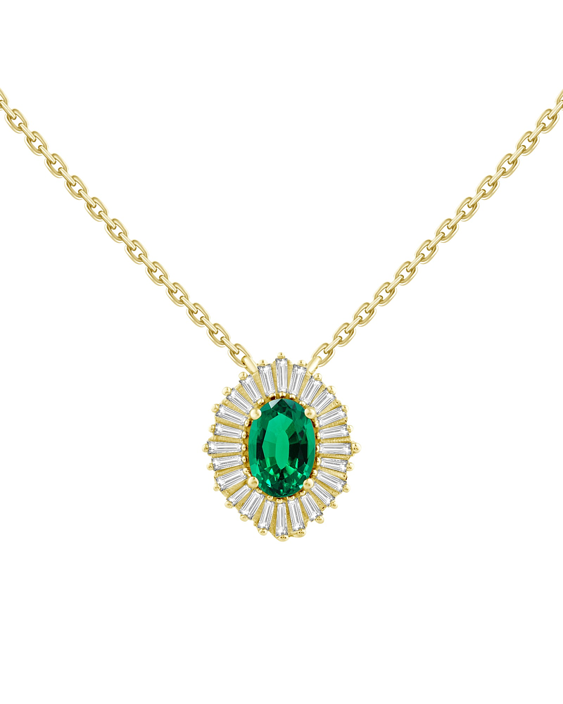 Collar Esmeralda y Brillantes en Oro Amarillo 18K