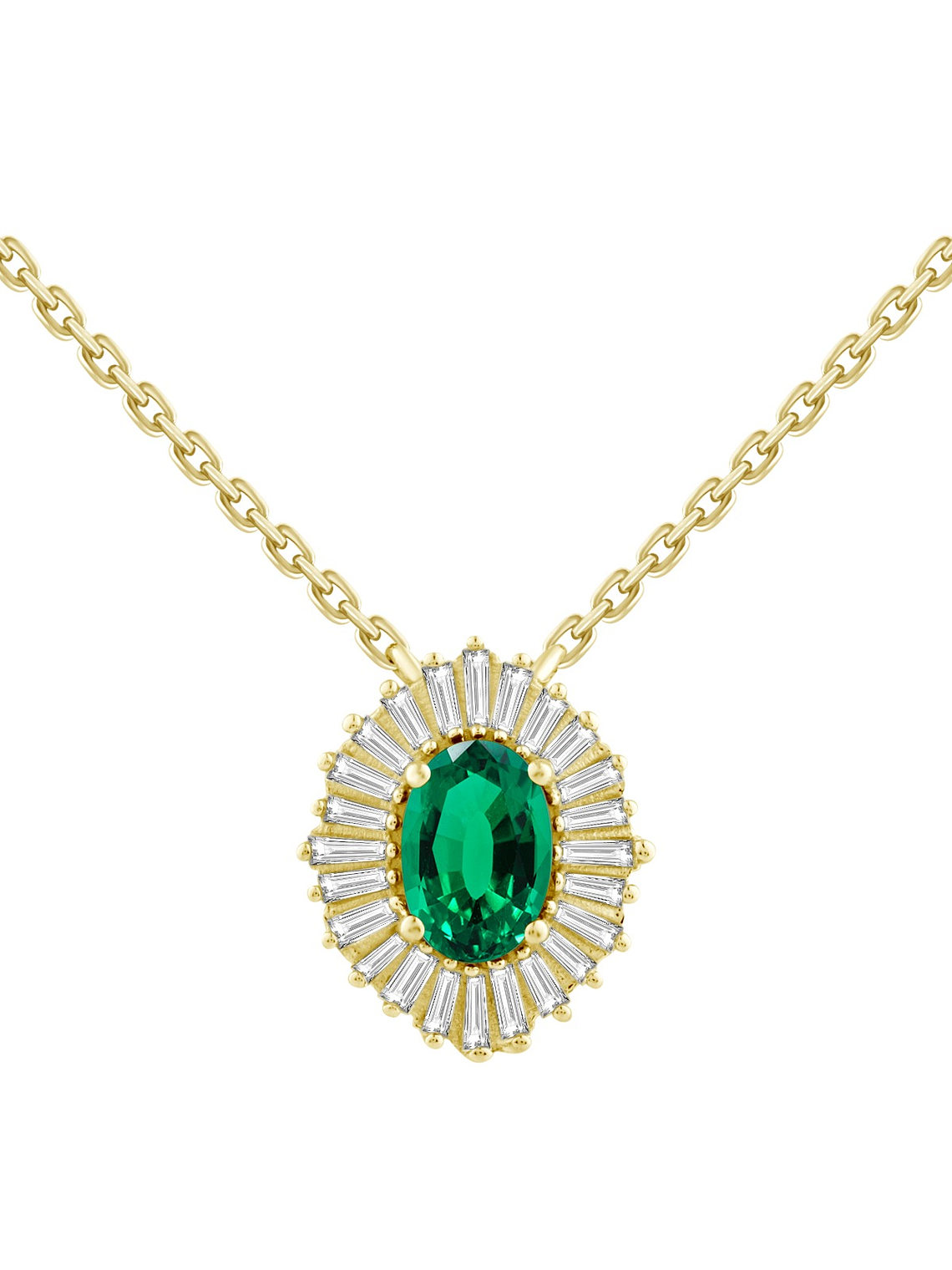 Collar Esmeralda y Brillantes en Oro Amarillo 18K 1