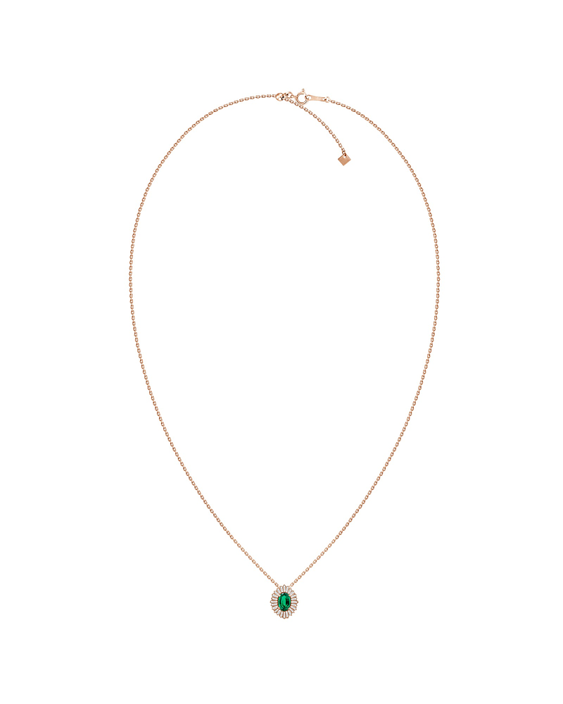 Collar Esmeralda y Brillantes en Oro Amarillo 18K