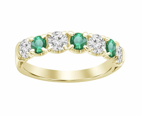 Anillo Esmeraldas y Diamantes en Oro Amarillo 18K