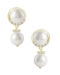 Aros Perlas y Diamantes en Oro Amarillo 18K