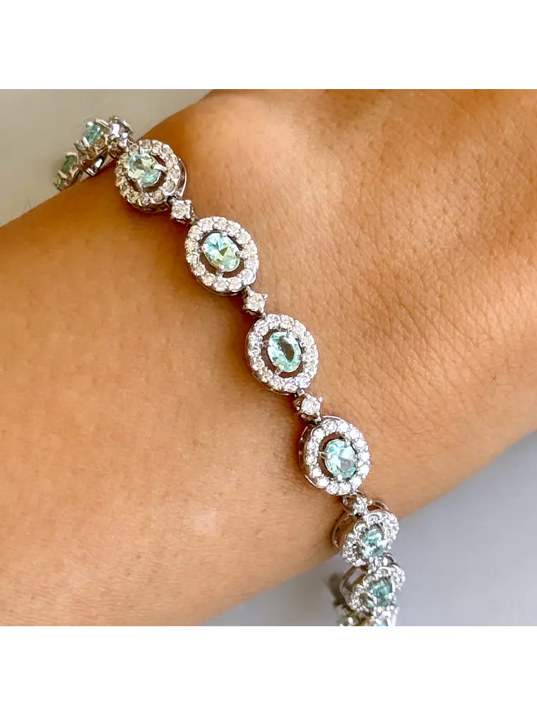 Maravilloso Brazalete Turmalina Paraíba y Diamantes en Platino 3