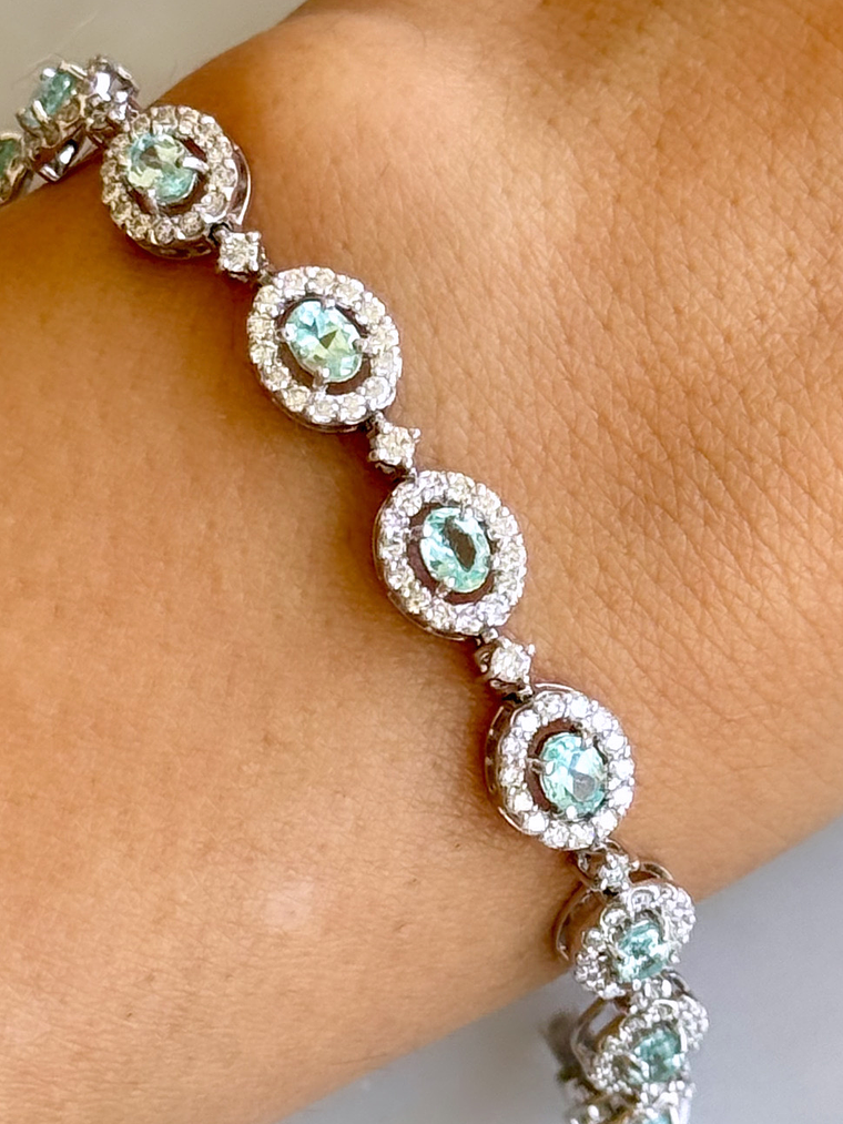 Maravilloso Brazalete Turmalina Paraíba y Diamantes en Platino 3