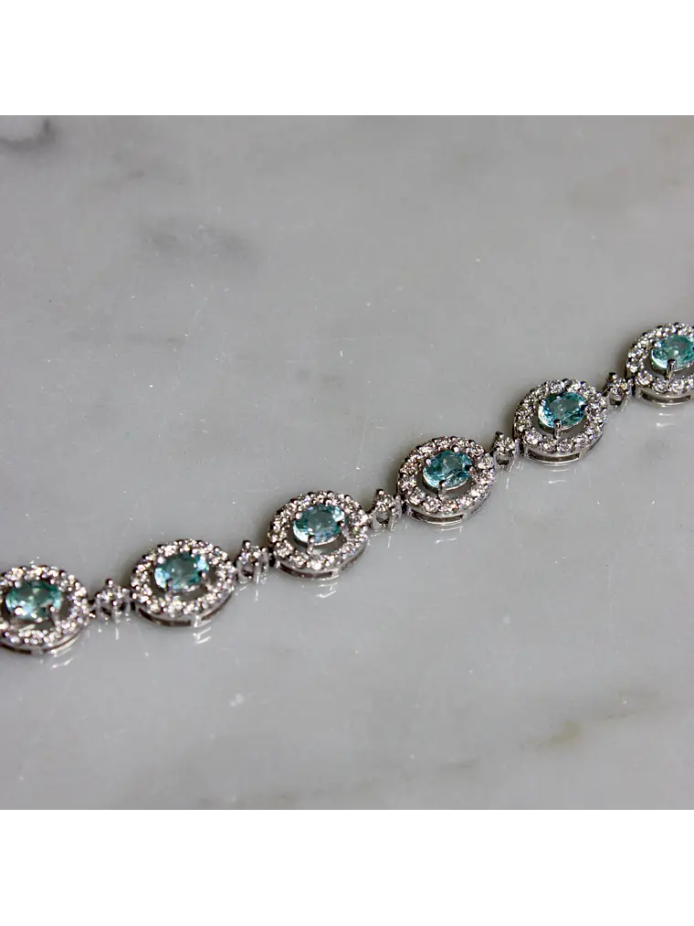 Maravilloso Brazalete Turmalina Paraíba y Diamantes en Platino 4