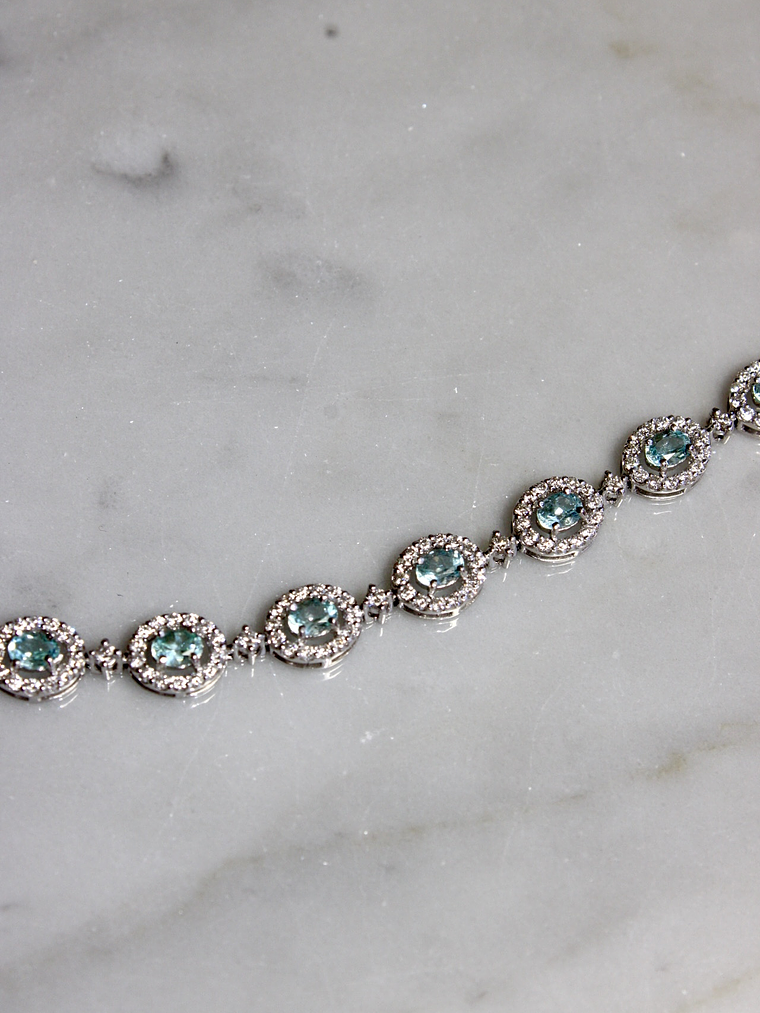 Maravilloso Brazalete Turmalina Paraíba y Diamantes en Platino 5