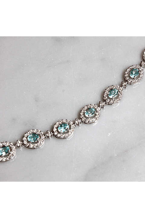 Maravilloso Brazalete Turmalina Paraíba y Diamantes en Platino