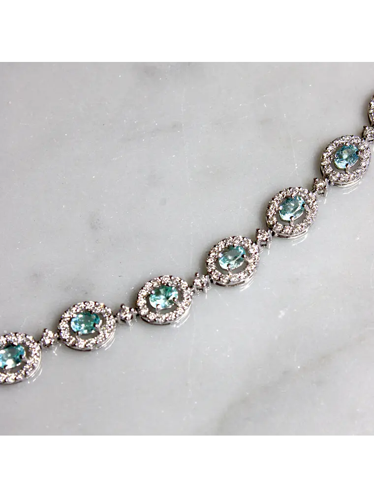 Maravilloso Brazalete Turmalina Paraíba y Diamantes en Platino 2