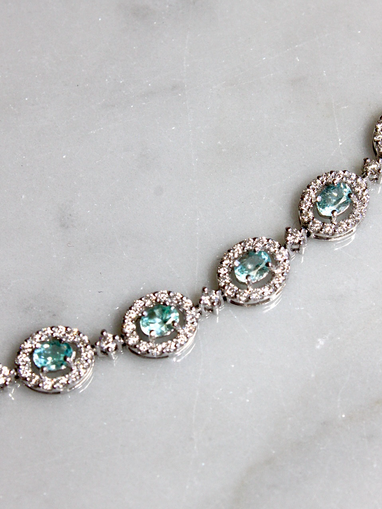 Maravilloso Brazalete Turmalina Paraíba y Diamantes en Platino 2