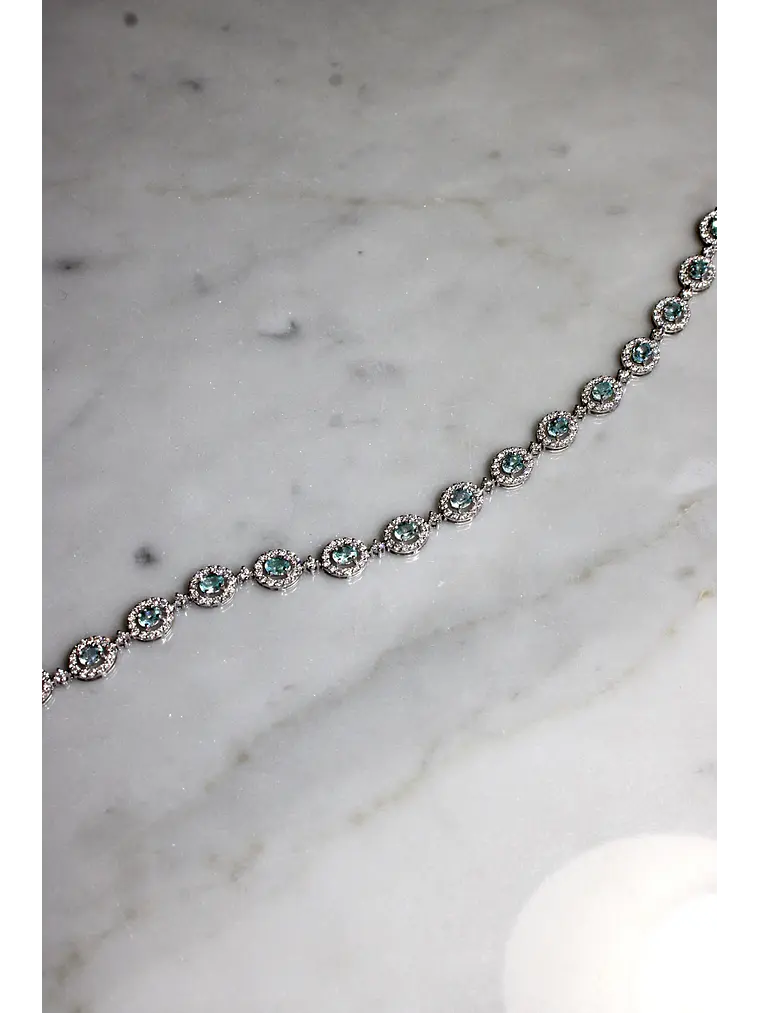 Maravilloso Brazalete Turmalina Paraíba y Diamantes en Platino 6